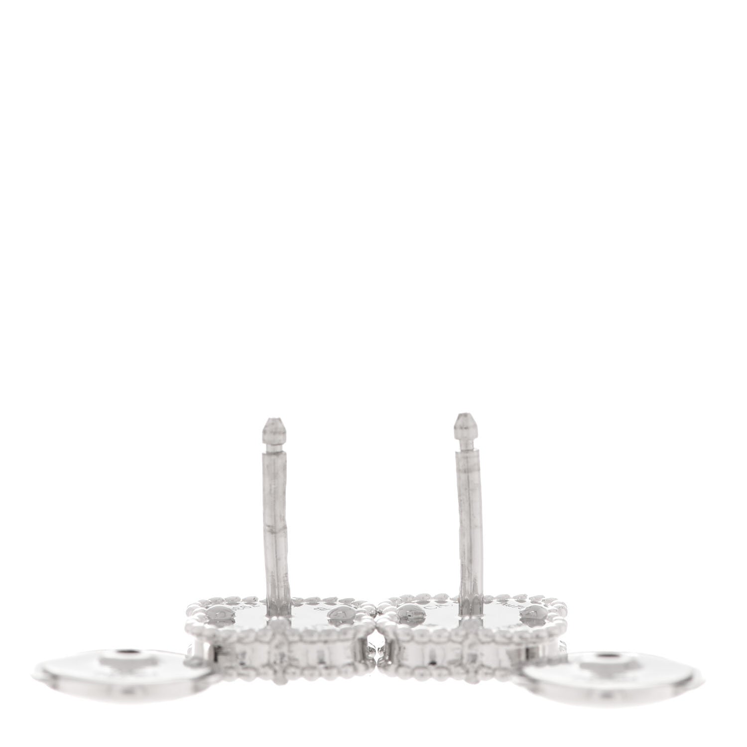 Van Cleef & Arpels 18K White Gold Turquoise Sweet Alhambra Earrings 3 of 5