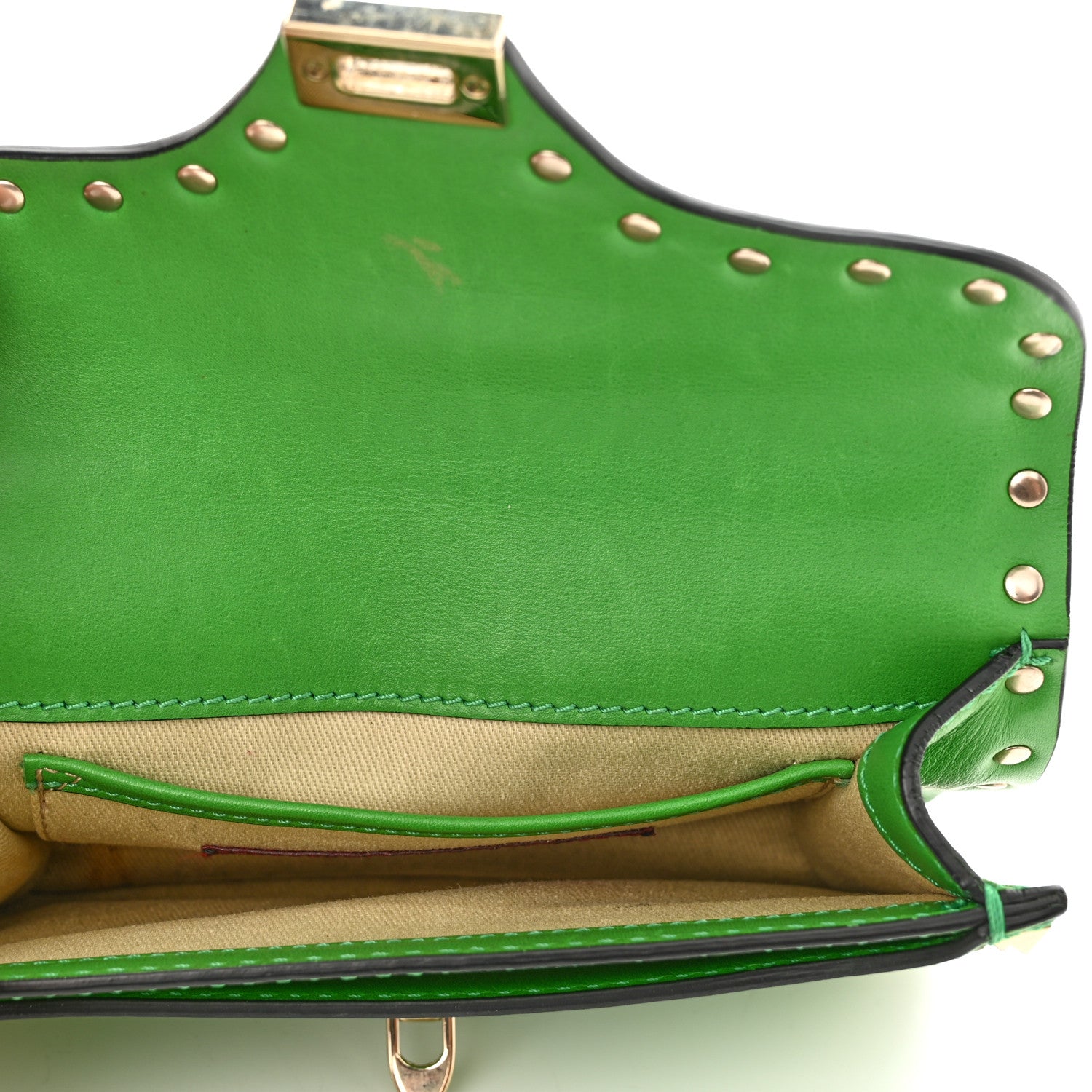 Valentino Garavani Vitello Mini Rockstud Shoulder Flap Bag Green 5 of 11