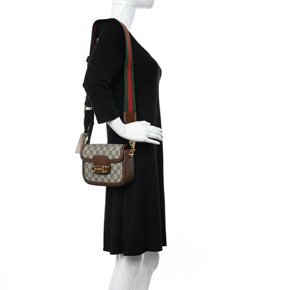 Gucci GG Supreme Monogram Azalea Calfskin Web Mini Horsebit 1955 Shoulder Bag Beige Ebony Brown Sugar 2 of 11