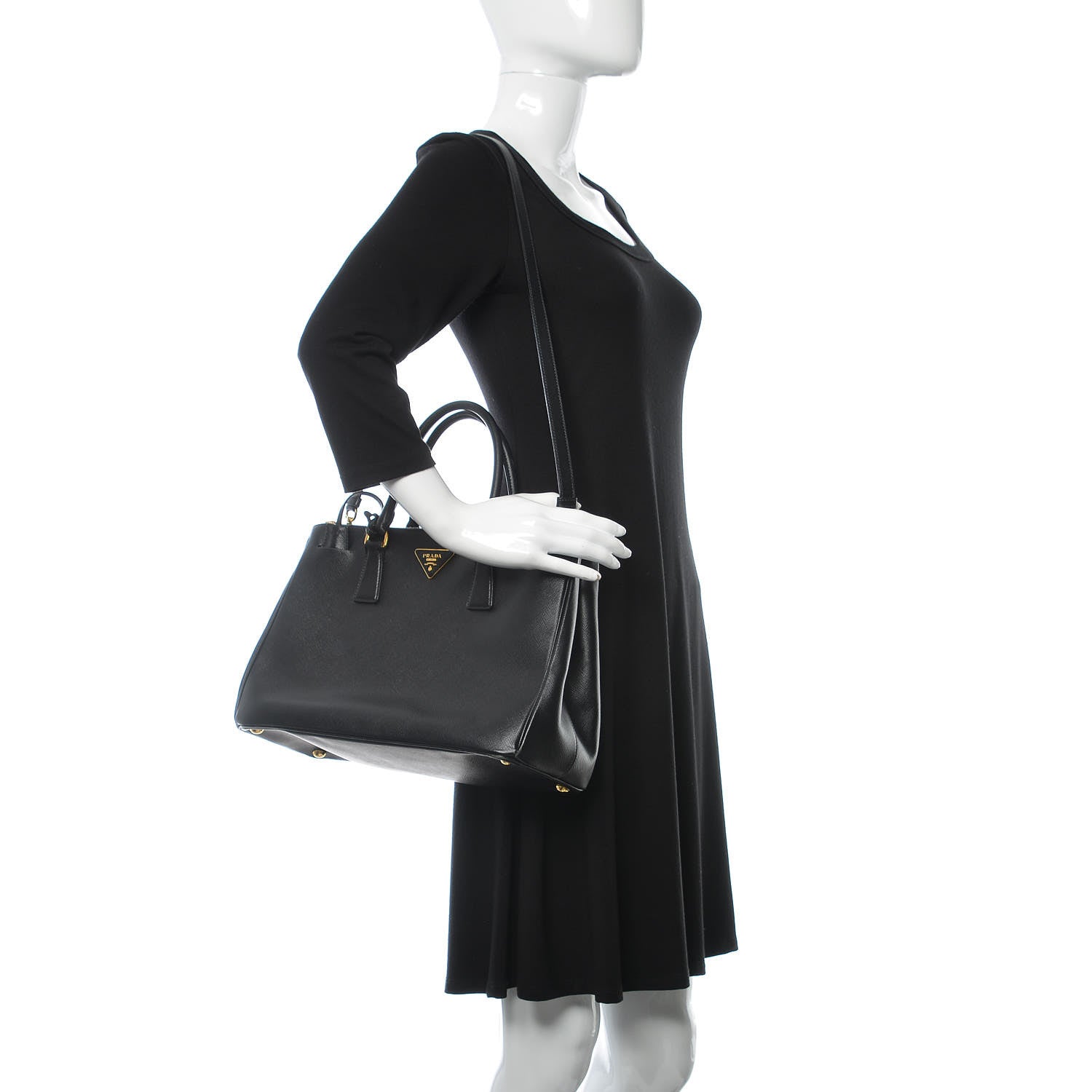 Prada Saffiano Medium Galleria Double Zip Tote Black 2 of 9