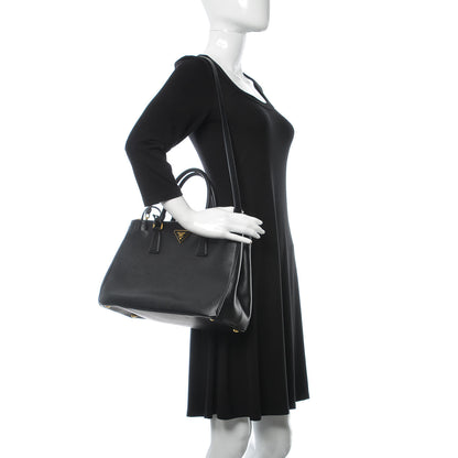 Prada Saffiano Medium Galleria Double Zip Tote Black 2 of 9