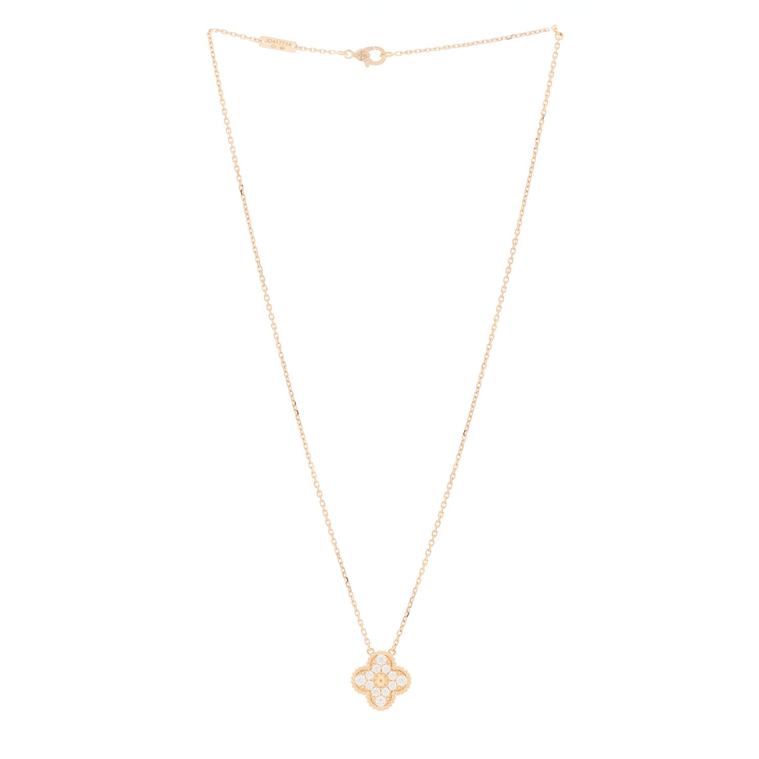 Van Cleef & Arpels 18K Rose Gold Diamond Vintage Alhambra Pendant Necklace 2 of 7