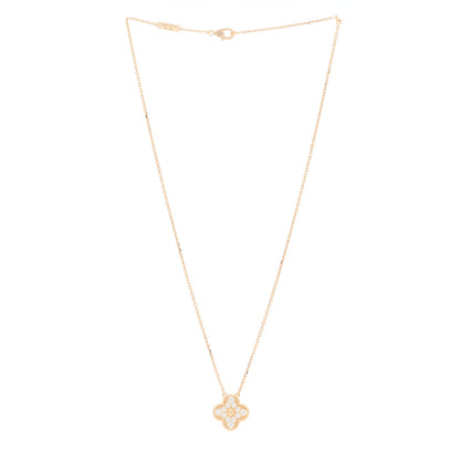 Van Cleef & Arpels 18K Rose Gold Diamond Vintage Alhambra Pendant Necklace 2 of 7