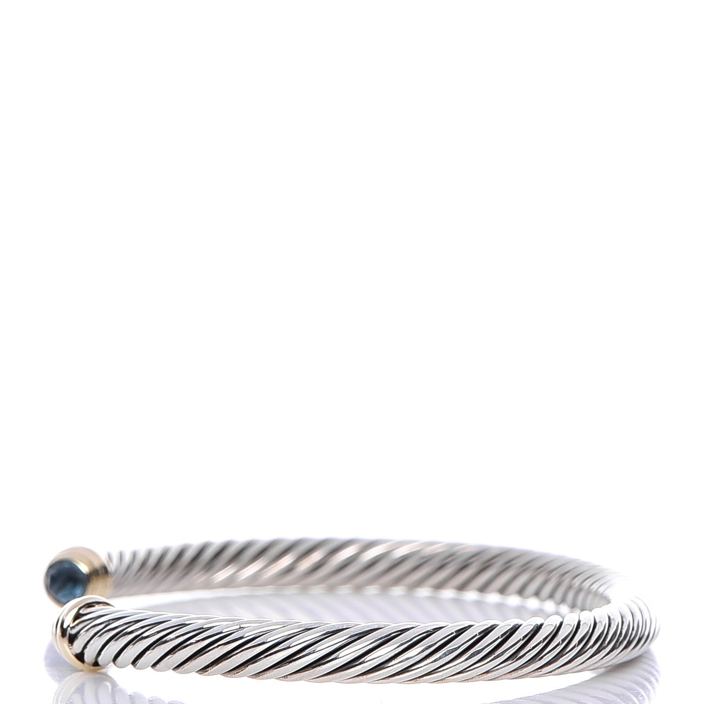 Sterling Silver 14K Yellow Gold Blue Topaz 5mm Cable Classics Petite Color Bracelet