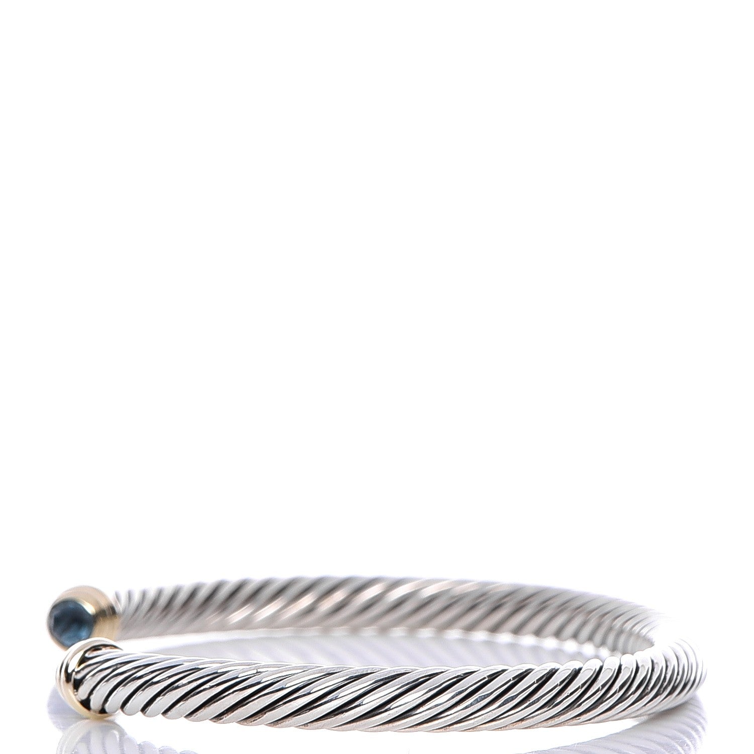 David Yurman Sterling Silver 14K Yellow Gold Blue Topaz 5mm Cable Classics Petite Color Bracelet 4 of 7