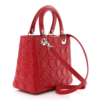 Christian Dior Lambskin Cannage Medium Lady Dior Red 3 of 11