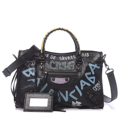 Balenciaga Agneau Graffiti All Over Classic Hardware S City Black Multicolor 1 of 10