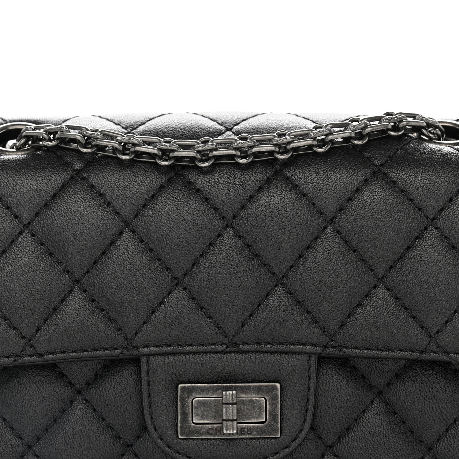 Chanel Metallic Sheepskin Quilted 2.55 Reissue Mini Flap Dark Grey 8 of 11