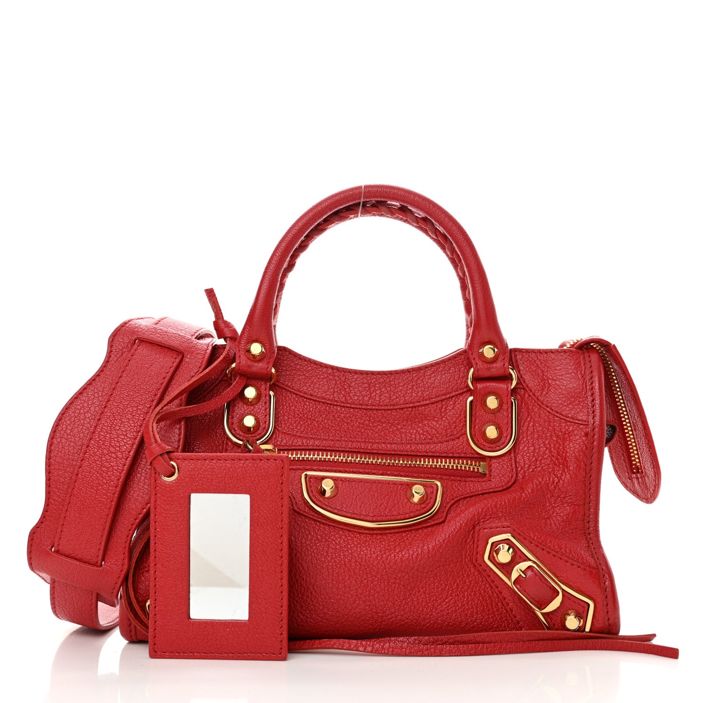 Chevre Gold Metallic Edge Hardware Mini City Rouge Grenade