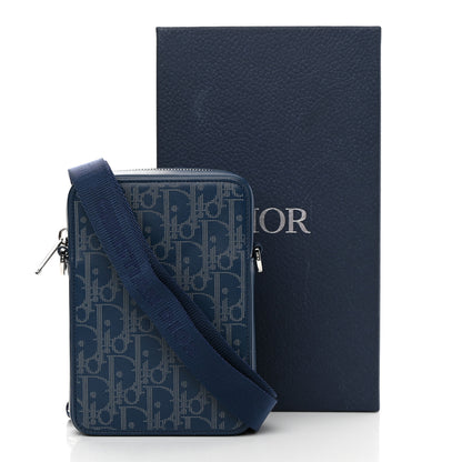 Christian Dior Calfskin Oblique Galaxy Perforated World Tour Messenger Pouch Blue White 11 of 11
