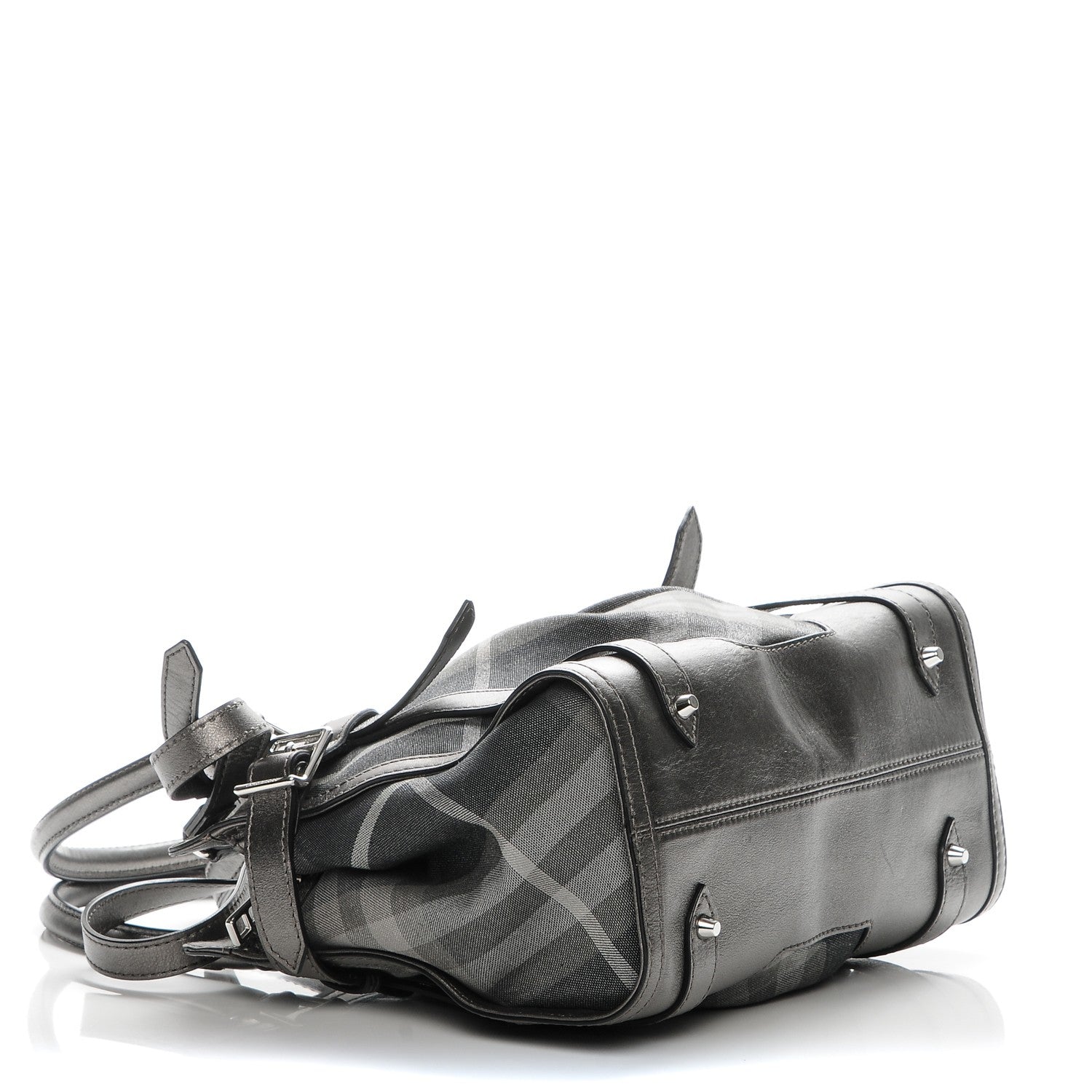 Burberry Shimmer Check Pilgrim Satchel Pewter 13 of 15