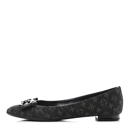 Louis Vuitton Denim Monogram Ballerina Flats 36.5 Black 1 of 12