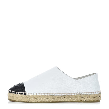 Chanel Grained Calfskin CC Espadrilles 38 White Black 1 of 9