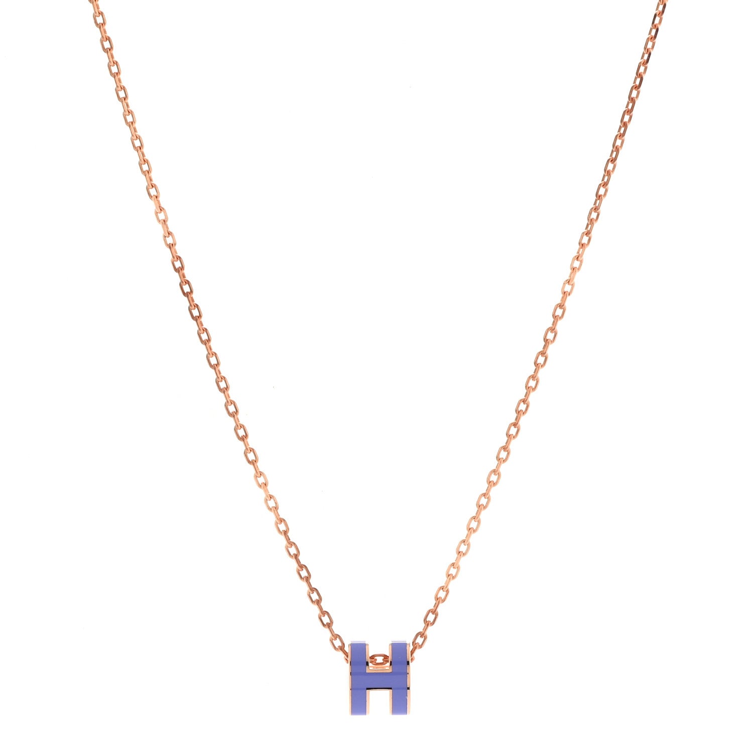 Hermes Lacquered Rose Gold Pop H Pendant Necklace Lilac 1 of 7