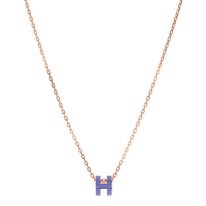 Hermes Lacquered Rose Gold Pop H Pendant Necklace Lilac 1 of 7