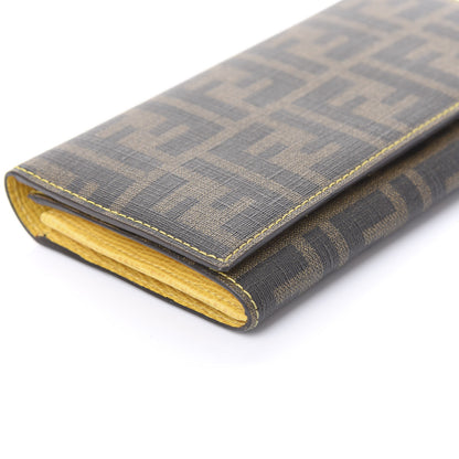 Fendi Zucca Spalmati Vitello Elite Continental Wallet Tobacco Giallo 6 of 12