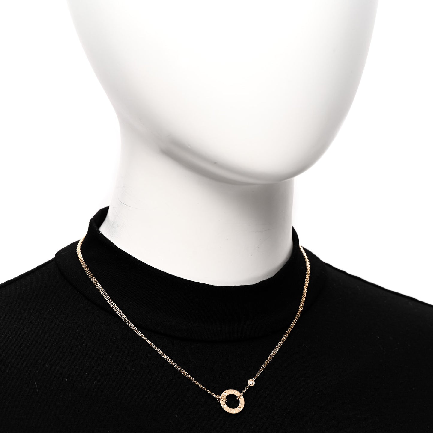 18K Yellow Gold 2 Diamond LOVE Necklace