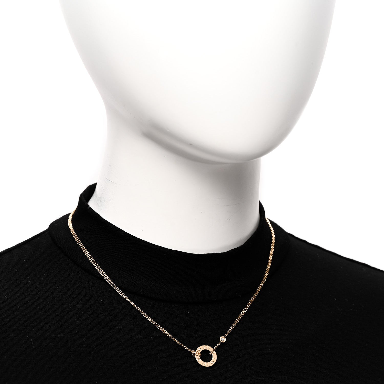 Cartier 18K Yellow Gold 2 Diamond LOVE Necklace 2 of 6