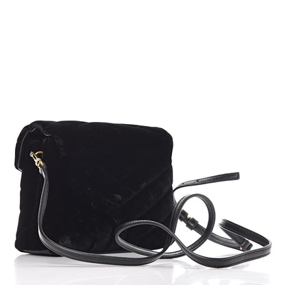 Saint Laurent Velvet Y Quilted Monogram Toy Loulou Chain Satchel French Black 3 of 12