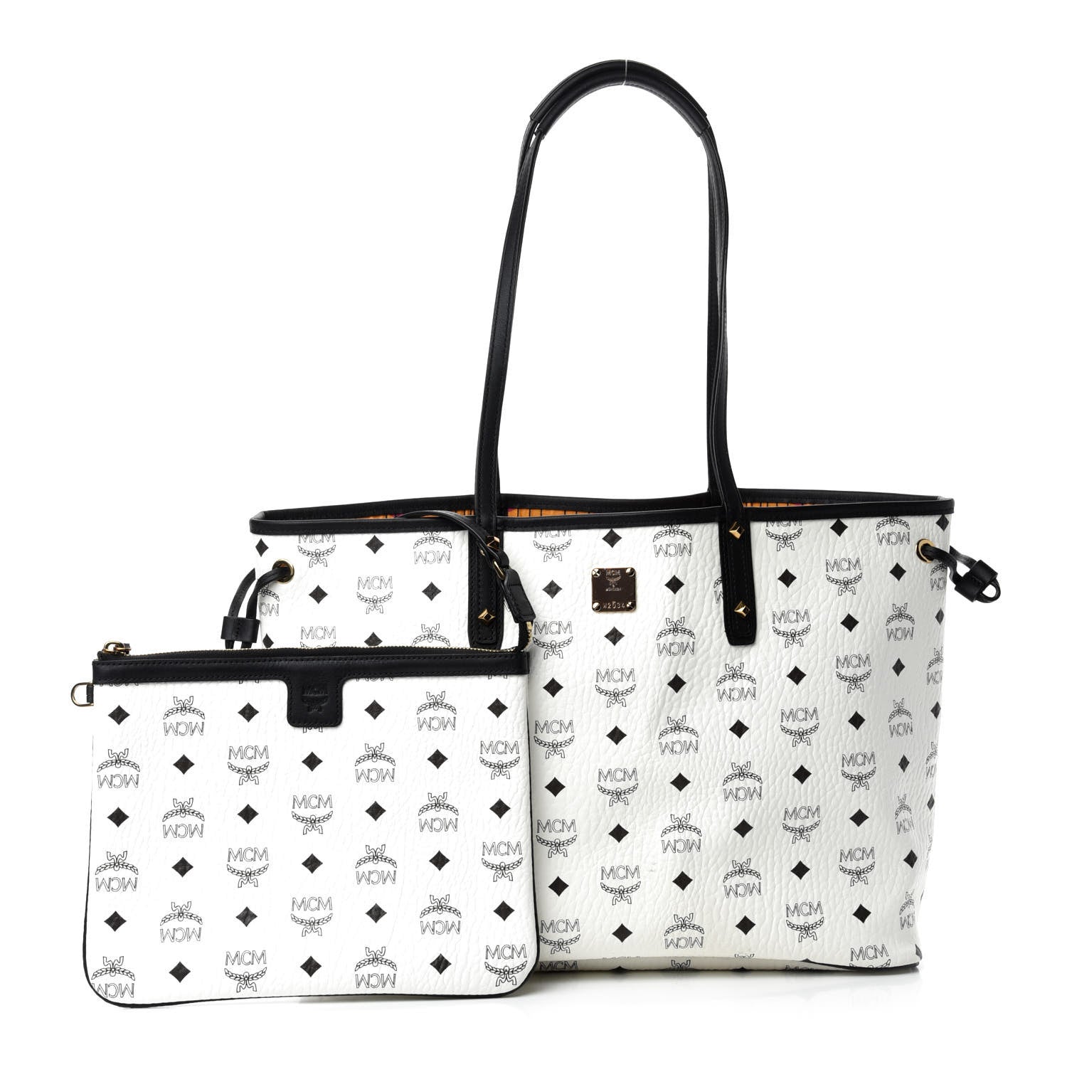 MCM Visetos Medium Project Reversible Shopper Tote White 1 of 15