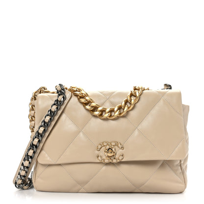 Chanel Lambskin Quilted Large Chanel 19 Flap Beige 1 of 9