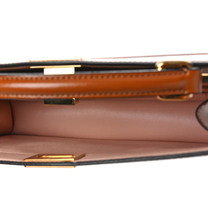 Fendi Vitello King Luxor Shiny Nappa Medium Peekaboo I SEE U East West Satchel Brandy Light Rose 5 of 9