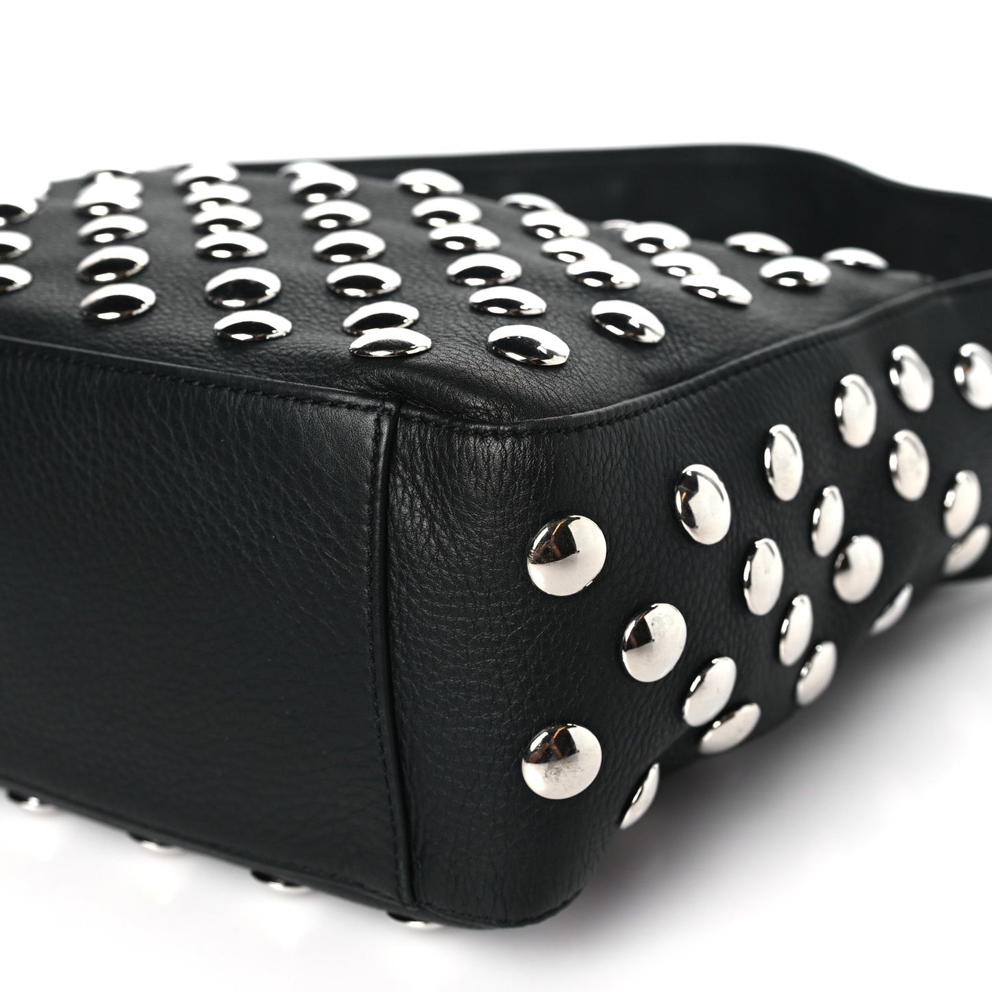 Pebbled Sport Calfskin Studded Elena Black