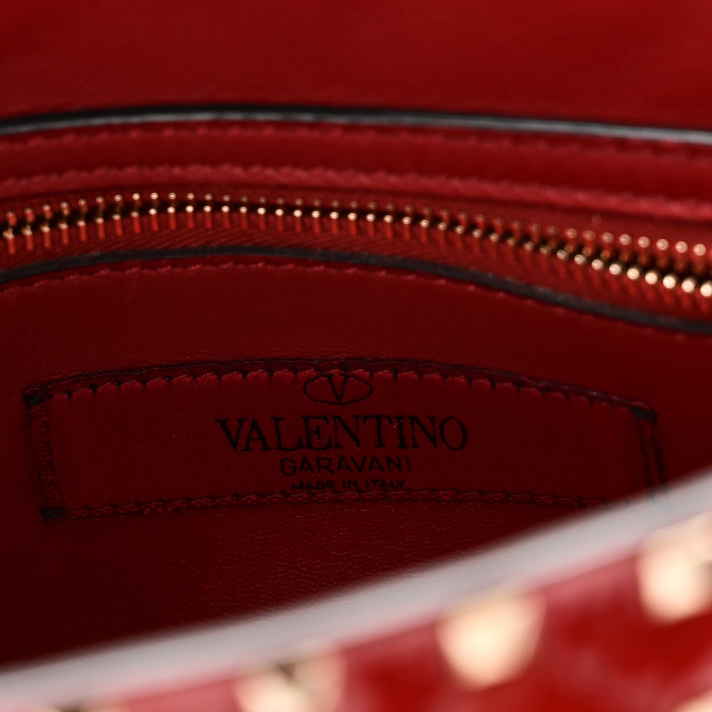 Patent Medium Rockstud Spike Shoulder Bag Rosso Valentino