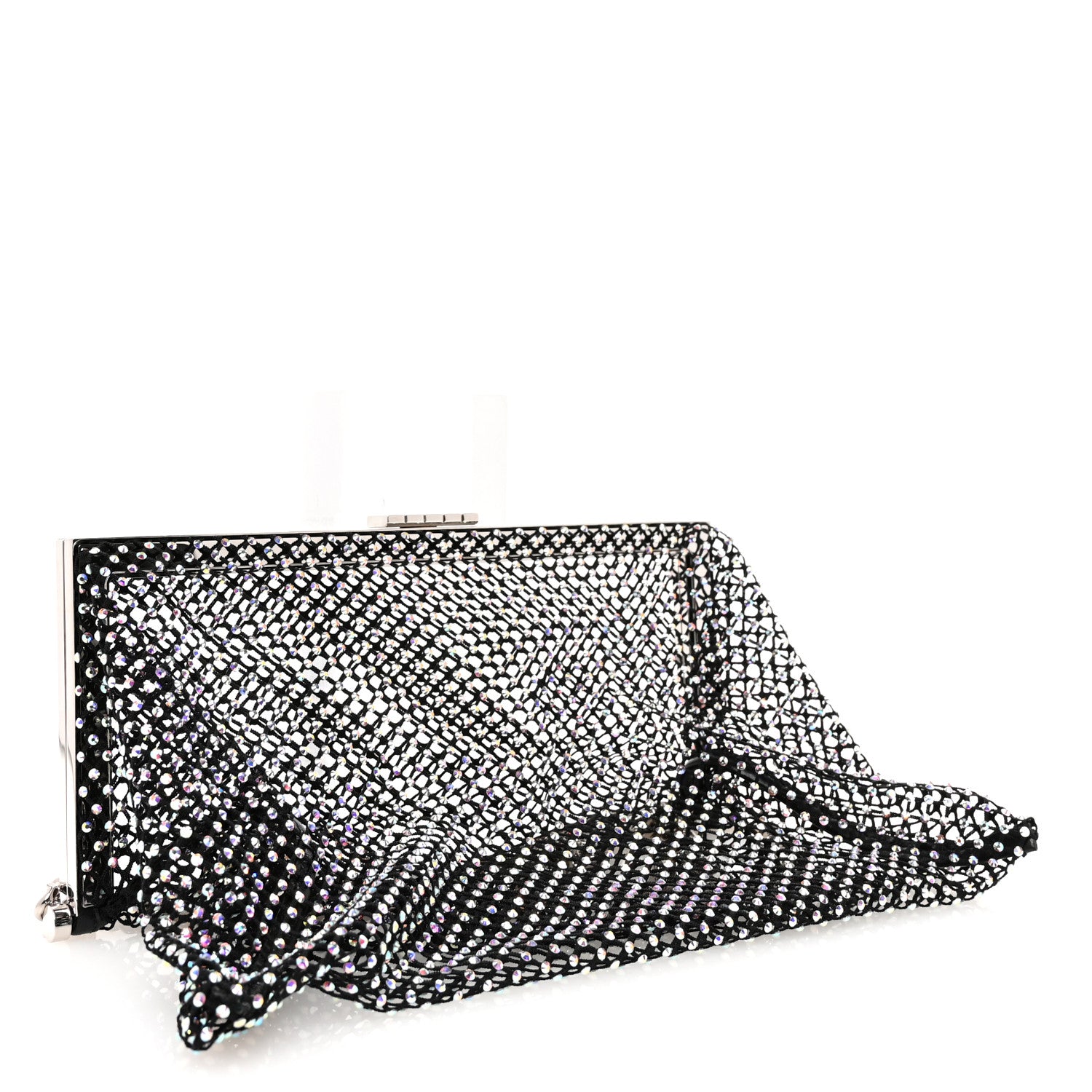 Saint Laurent Mesh Crystal Medium Fanny Shoulder Bag Black 4 of 10