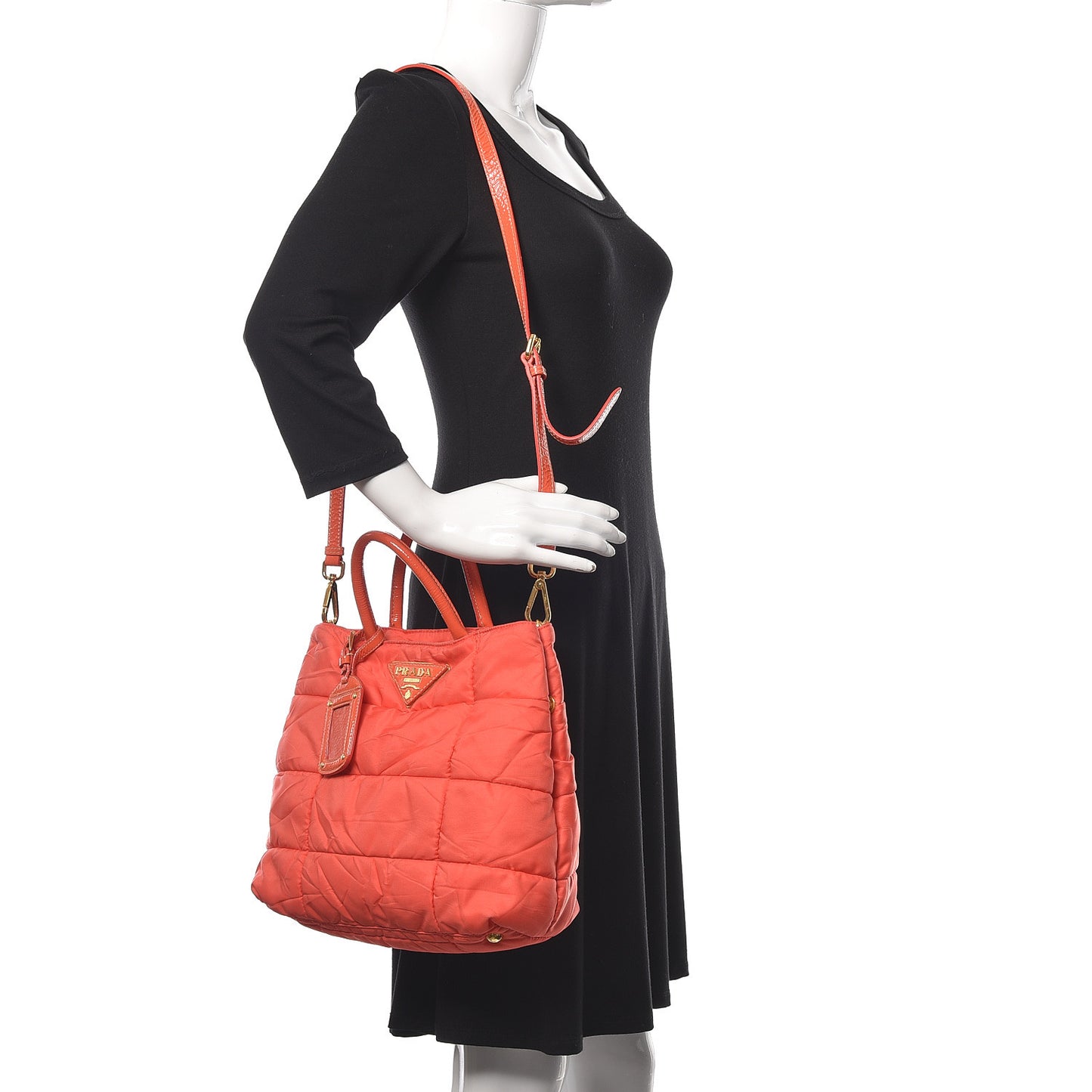 Tessuto Nylon Quilted Tote Orange