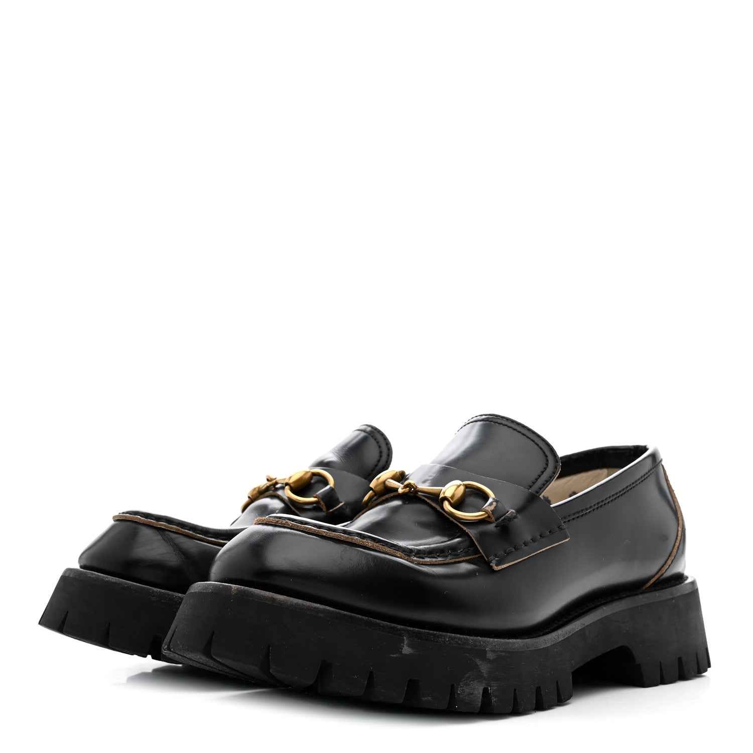 Gucci Cordovan Lux Womens Harald Horsebit 25mm Platform Loafers 38.5 Black 4 of 15