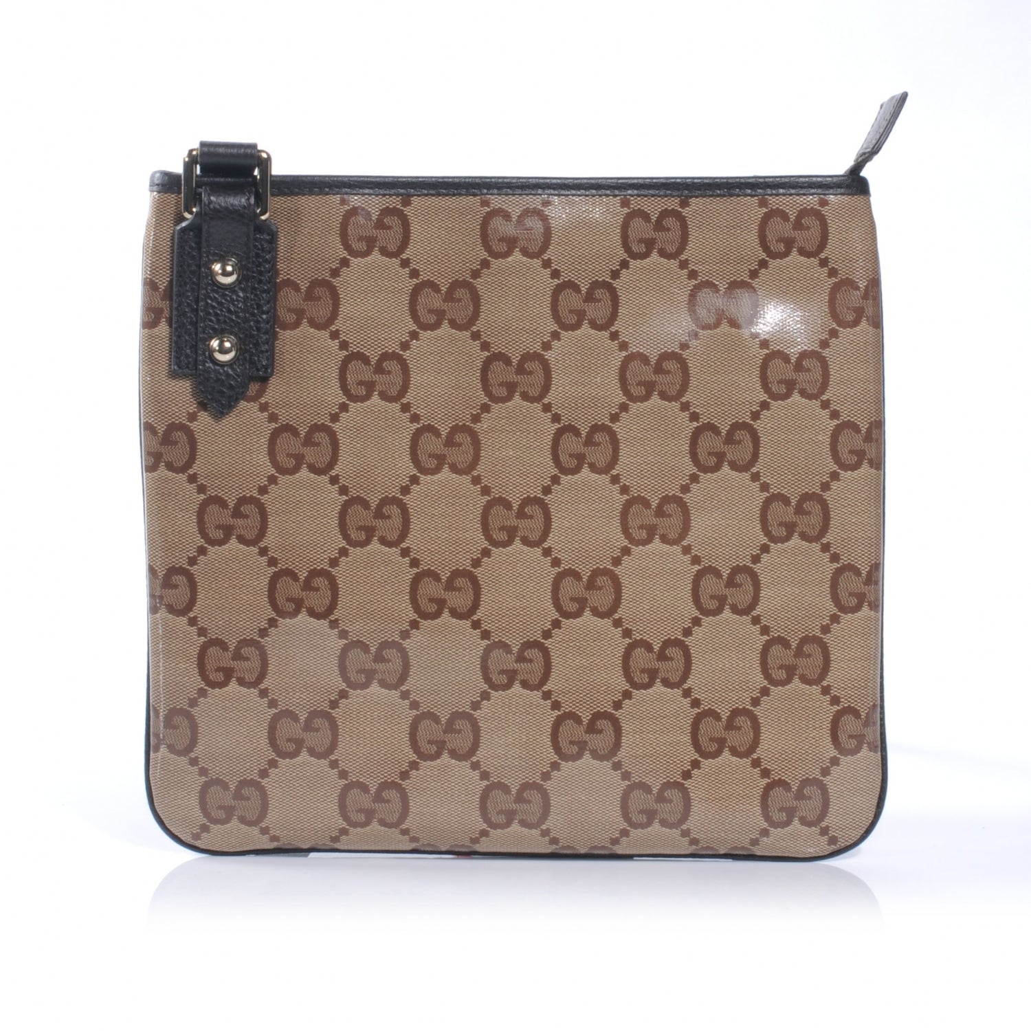 Gucci Crystal Monogram Flat Messenger Bag Beige Dark Brown 6 of 7