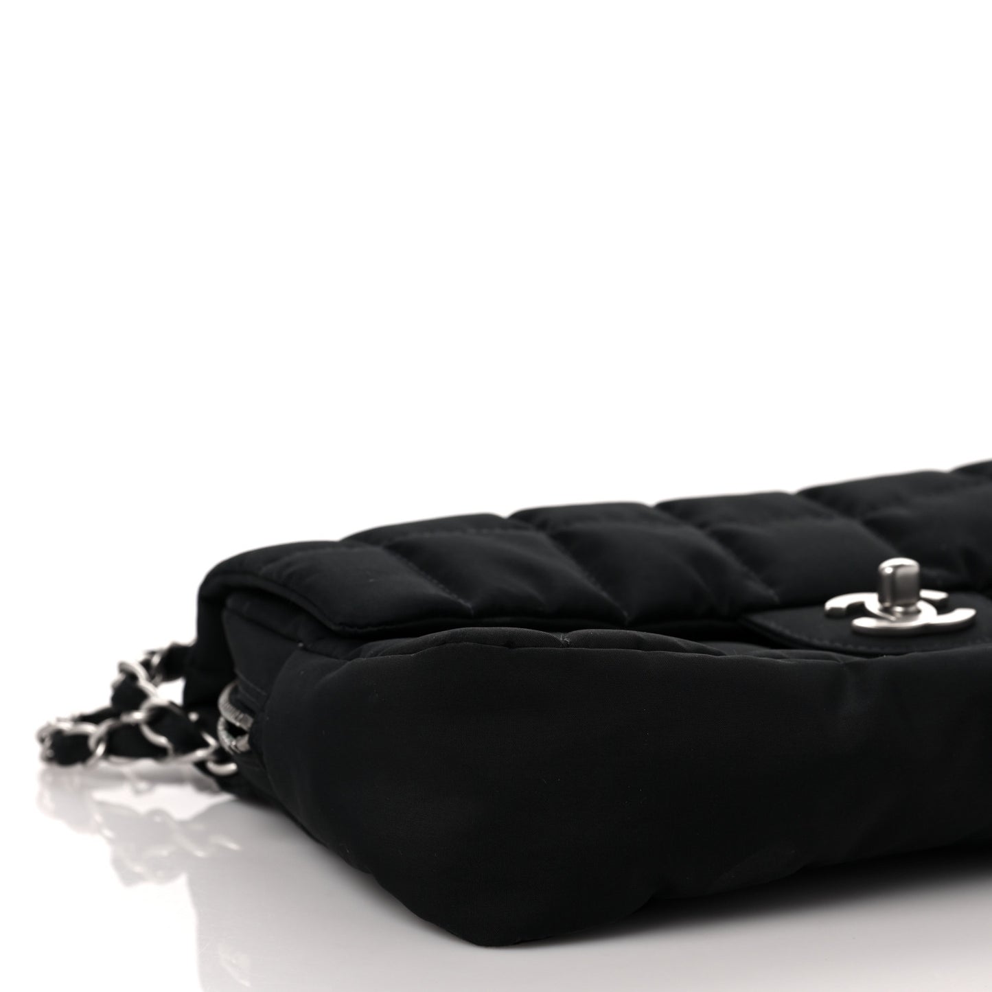 Nylon Square Quilted Flap Black