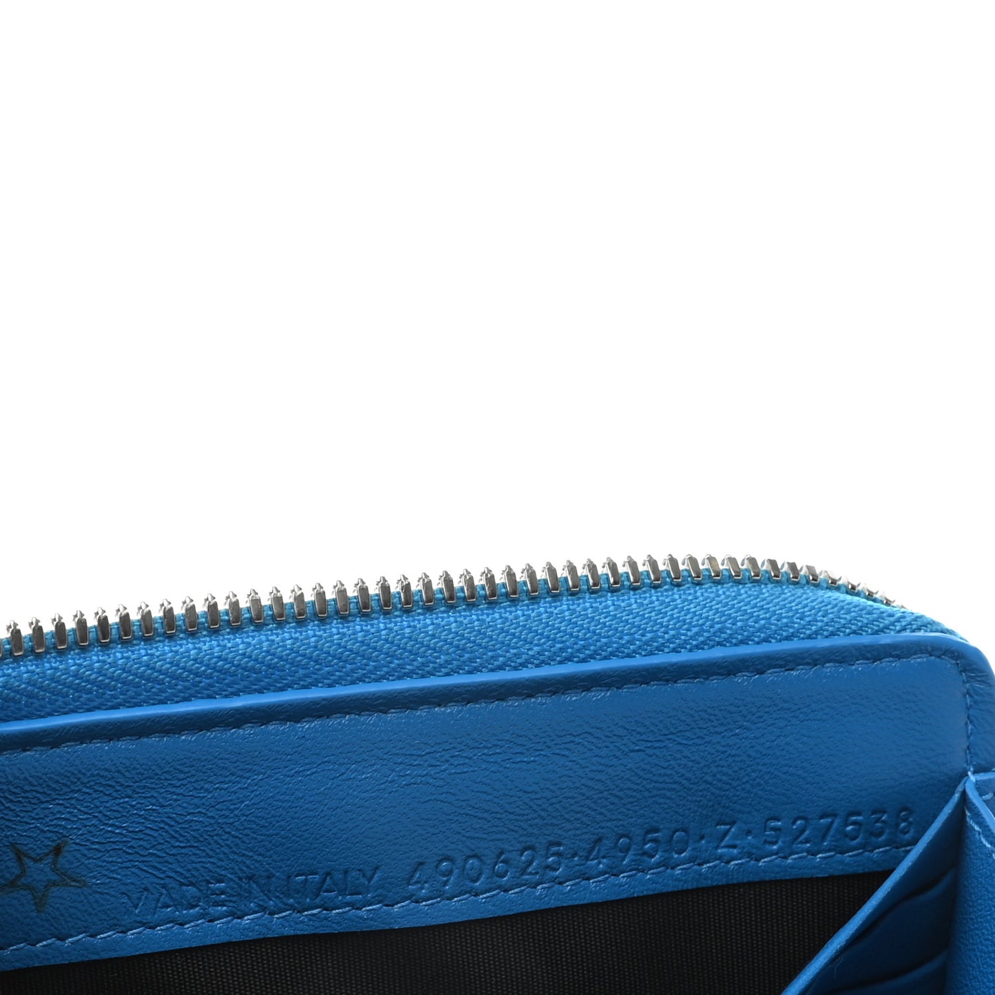 Striped Calfskin Essential Continental Zip Around Wallet Blue