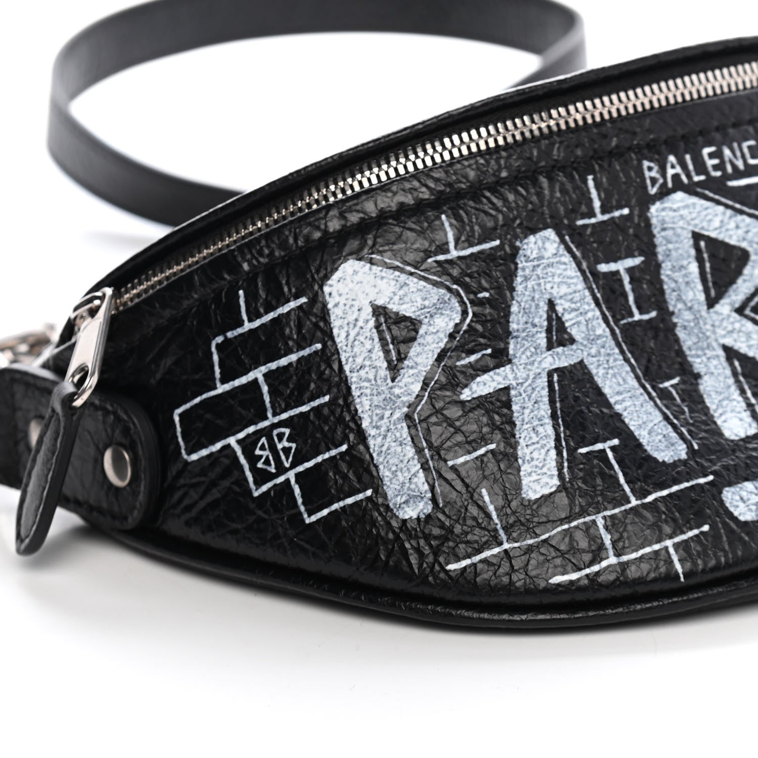 Balenciaga Agneau Arena Graffiti All Over XXS Souvenir Belt Bag Black White 7 of 8