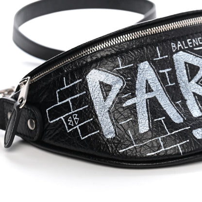 Balenciaga Agneau Arena Graffiti All Over XXS Souvenir Belt Bag Black White 7 of 8