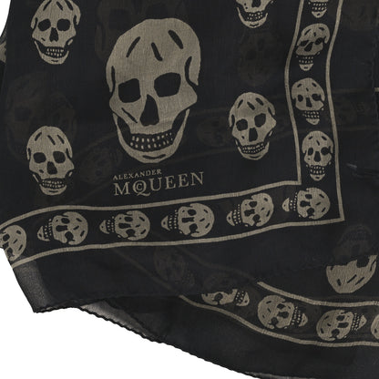 Alexander McQueen Silk Chiffon Skull Scarf Black Ivory 2 of 3