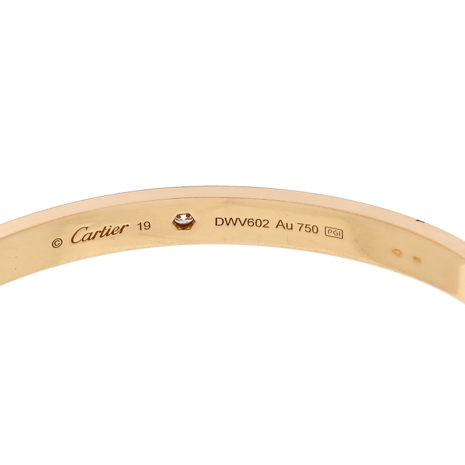 Cartier 18K Yellow Gold 1 Diamond LOVE Cuff Bracelet 19 3 of 4