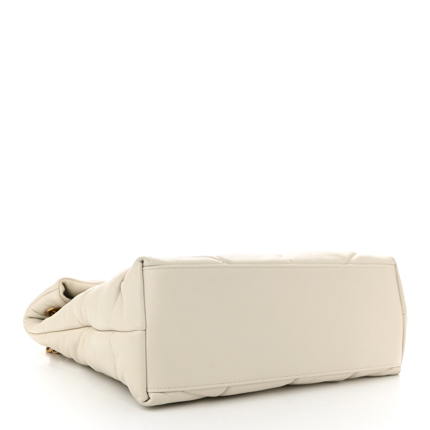 Saint Laurent Lambskin Quilted Medium Loulou Puffer Monogram Chain Satchel Crema Soft 4 of 10