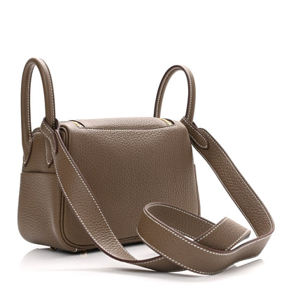 Hermes Taurillon Clemence Mini Lindy 20 Etoupe 3 of 13