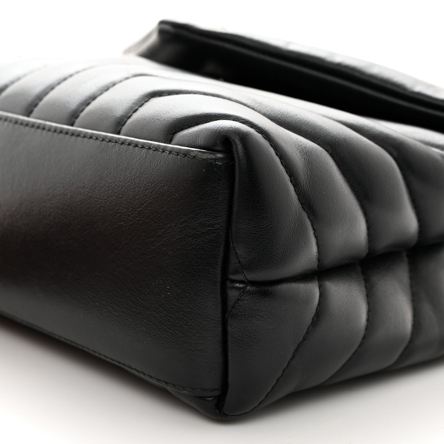 Calfskin Y Quilted Monogram Small Loulou Chain Satchel Black