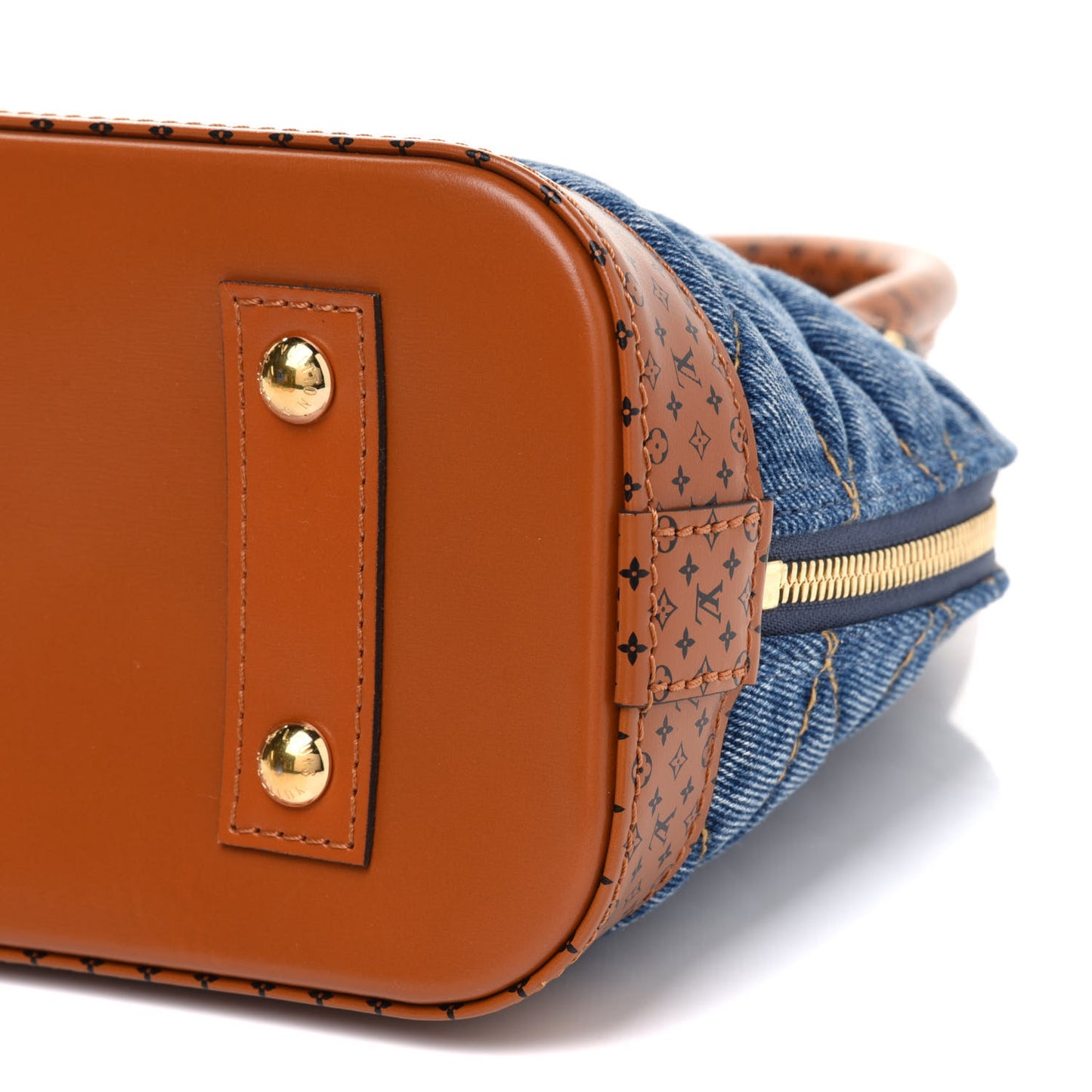 Denim Calfskin Reverse Monogram Malletage Alma BB Blue