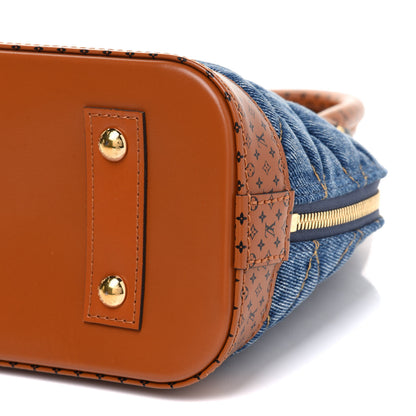 Louis Vuitton Denim Calfskin Reverse Monogram Malletage Alma BB Blue 11 of 12