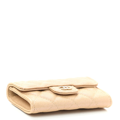 Chanel Iridescent Caviar Quilted Flap Card Holder Beige 4 of 8