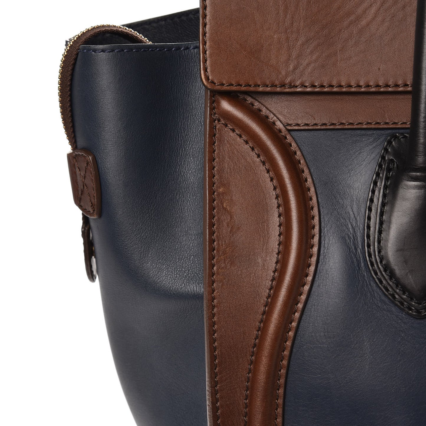 Smooth Calfskin Mini Tri-Color Luggage Navy