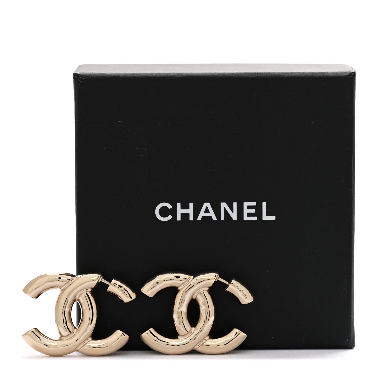 Chanel Metal Large CC Earrings Light Gold 5 of 5