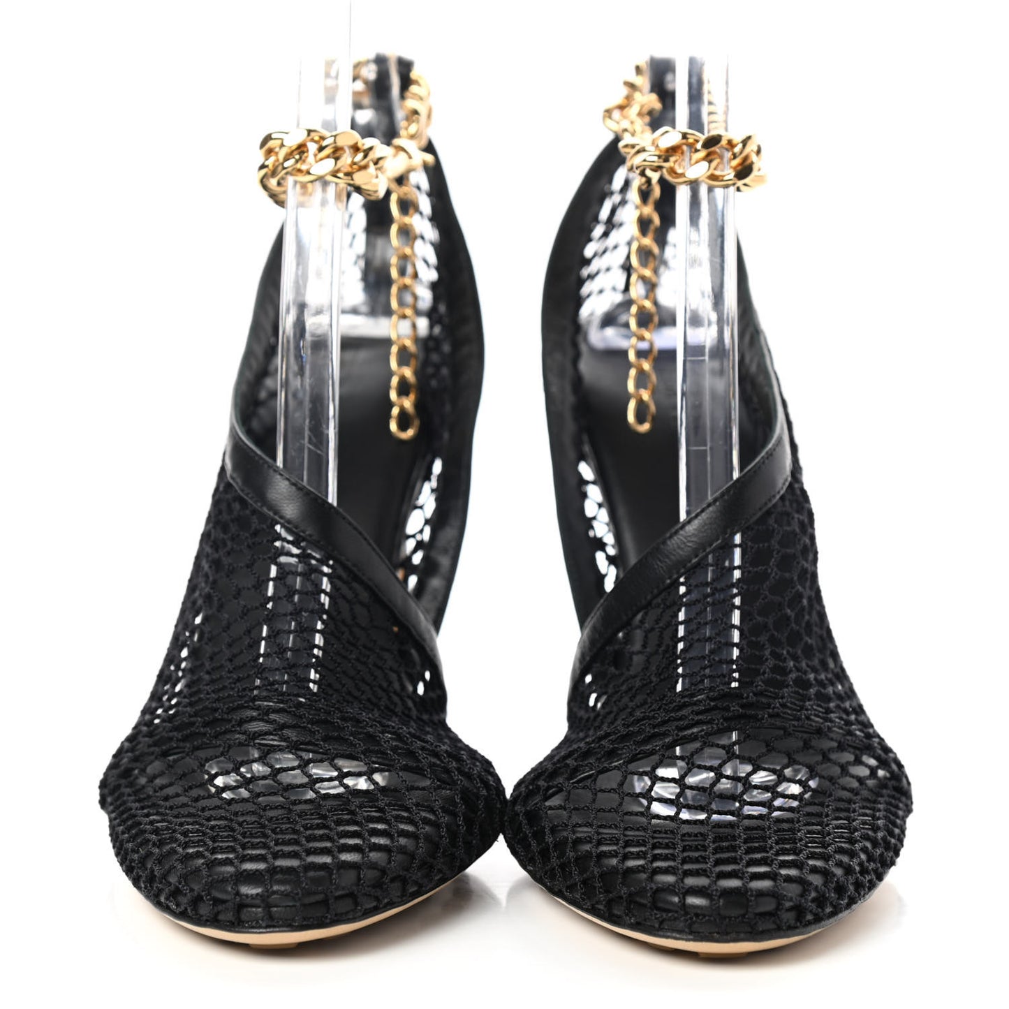 Mesh Nappa Chunky Chain Sandals 38 Black