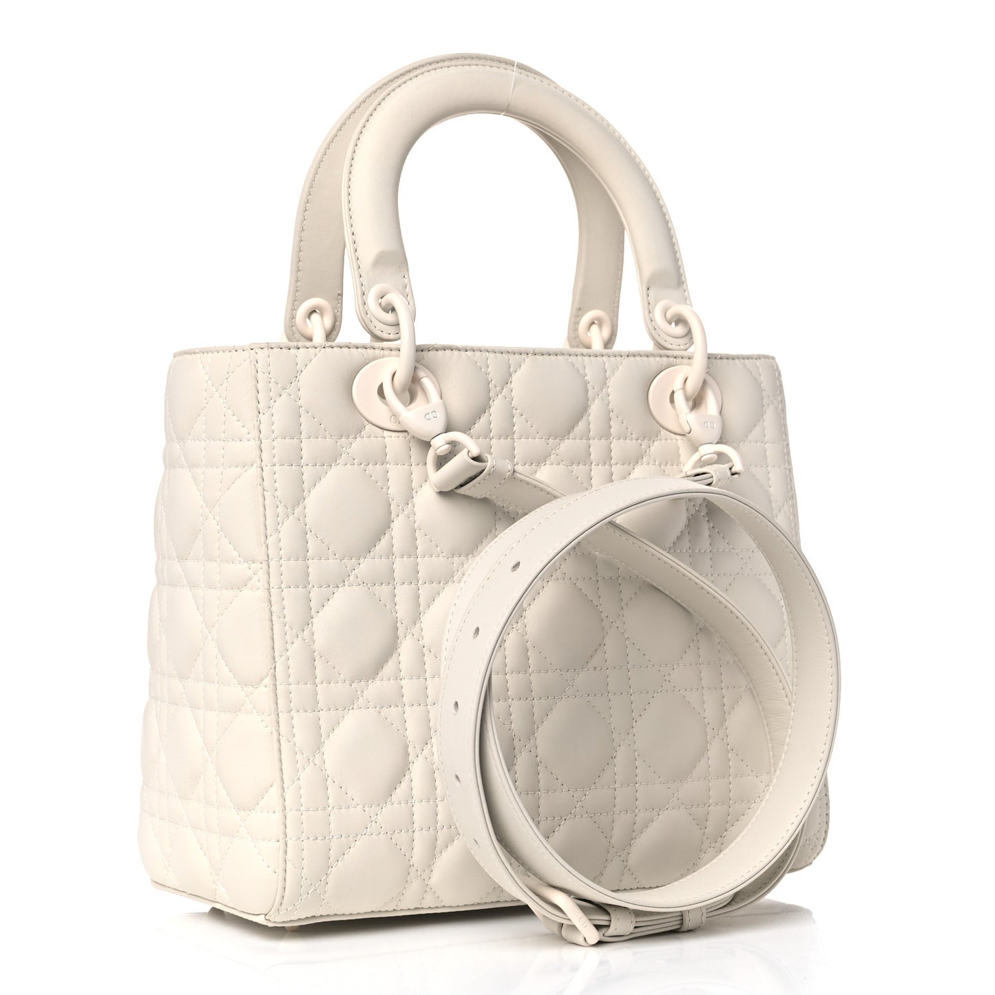 Ultra Matte Calfskin Cannage Medium Lady Dior Latte