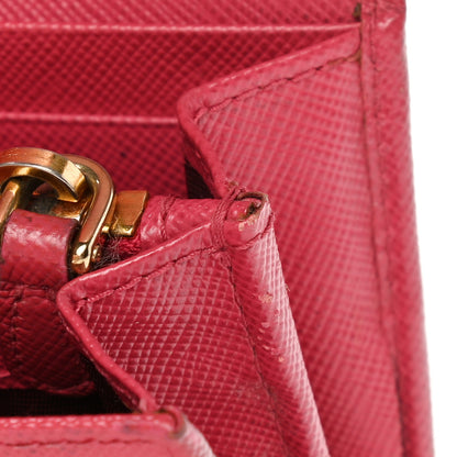 Prada Saffiano Triangle Continental Flap Wallet Peonia 8 of 15