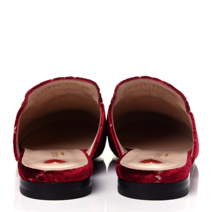 Gucci Velvet GG Monogram Womens Princetown Slippers 39.5 Red Cipria 5 of 10